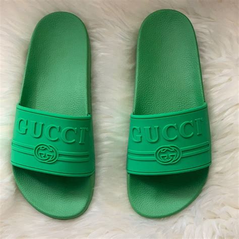 gucci green slides|stores that sell Gucci slides.